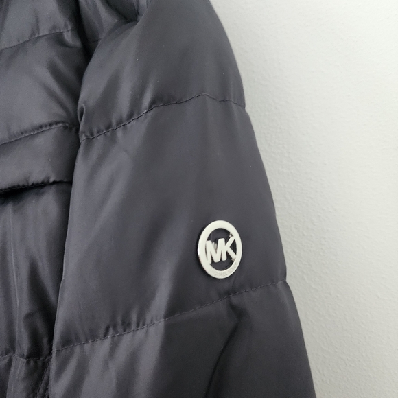 Michael Kors Hooded Down Mid-weight Puffer Coat Jacket in Gunmetal Color Sz L - Picture 10 of 16